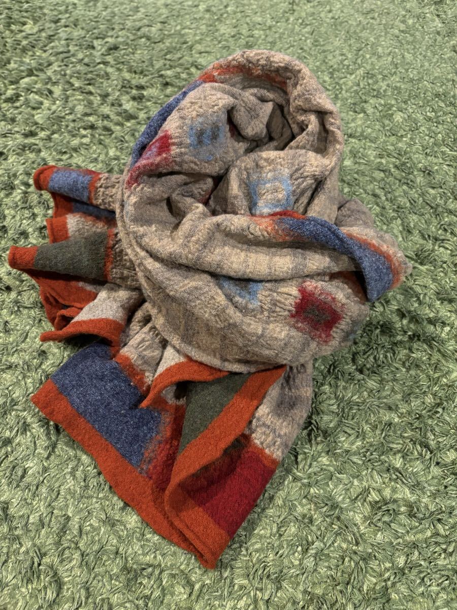 中古☆kapital キャピタル 縮絨ウール マフラー ブランケット 大判 ネイティブ柄_画像5