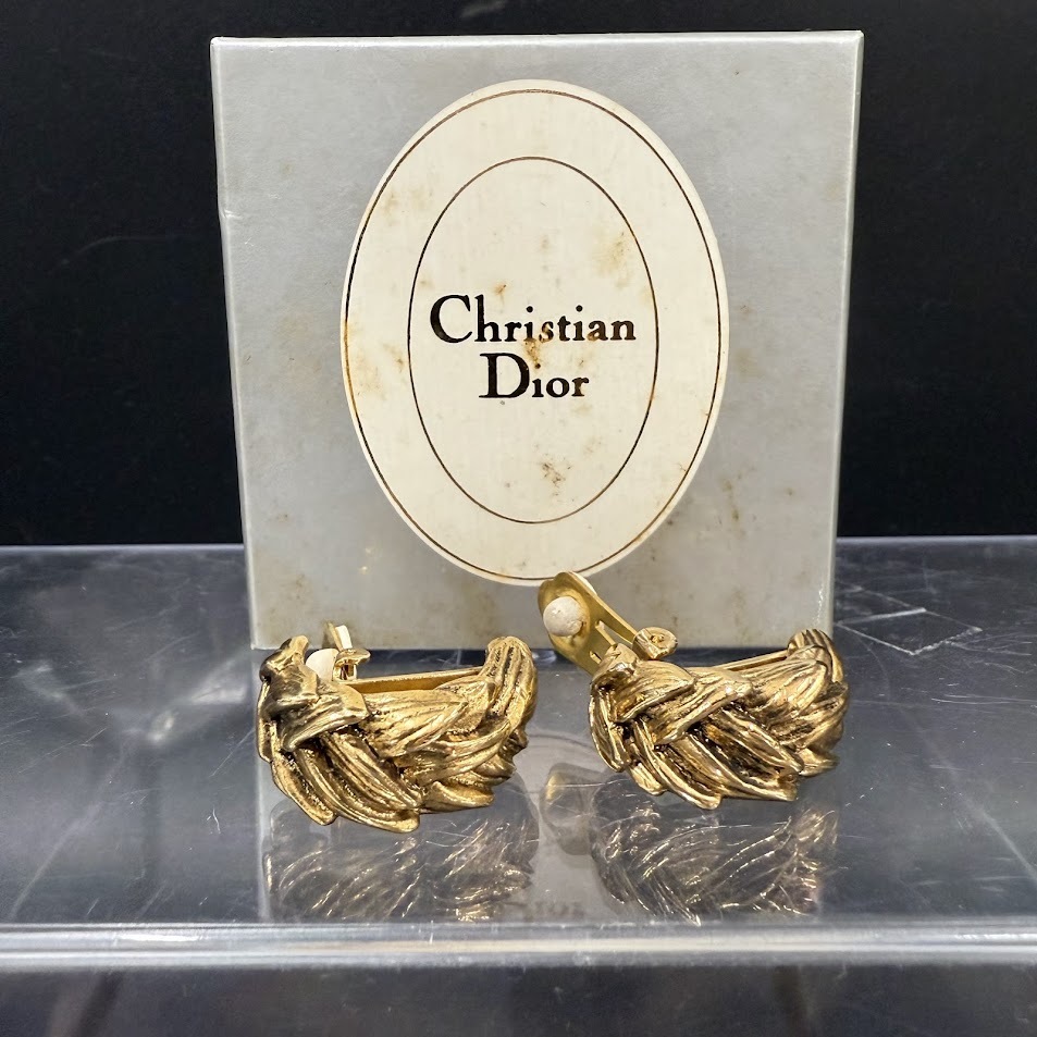 【A1035-10】Christian Dior イヤリング　BO CLIP FEUILLES OR_画像1
