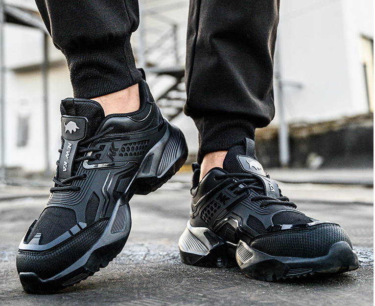 安全靴 メンズ 作業靴 軽量 鋼先芯 つま先保護 ワークシューズ 厚底 工事あんぜん靴 耐摩耗 サイズ:27.5cm_画像3