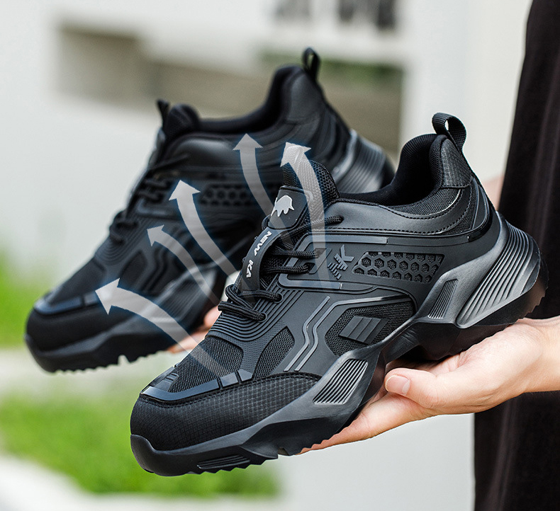 安全靴 メンズ 作業靴 軽量 鋼先芯 つま先保護 ワークシューズ 厚底 工事あんぜん靴 耐摩耗 サイズ:27.5cm_画像4