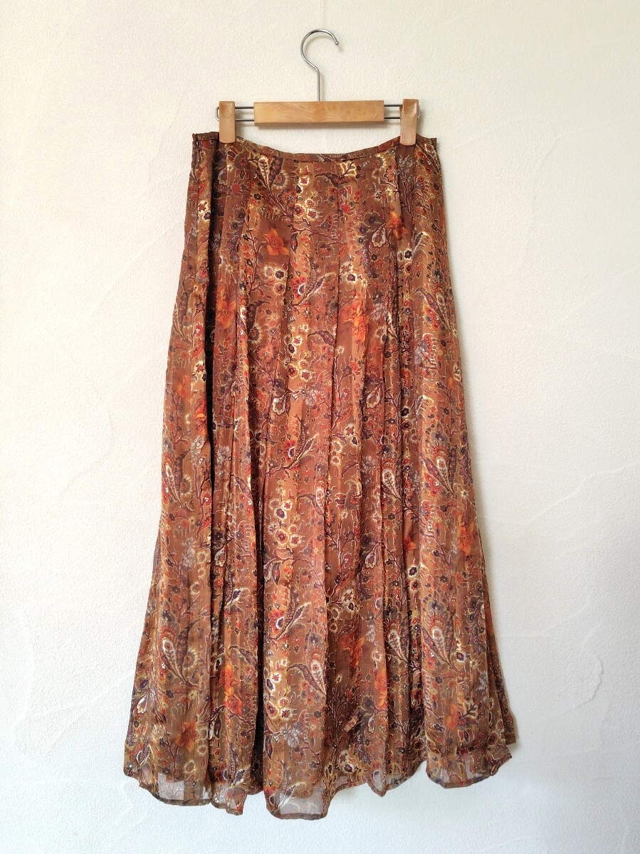 SCAPA　スキャパ　スカート　花柄　シルク_画像3