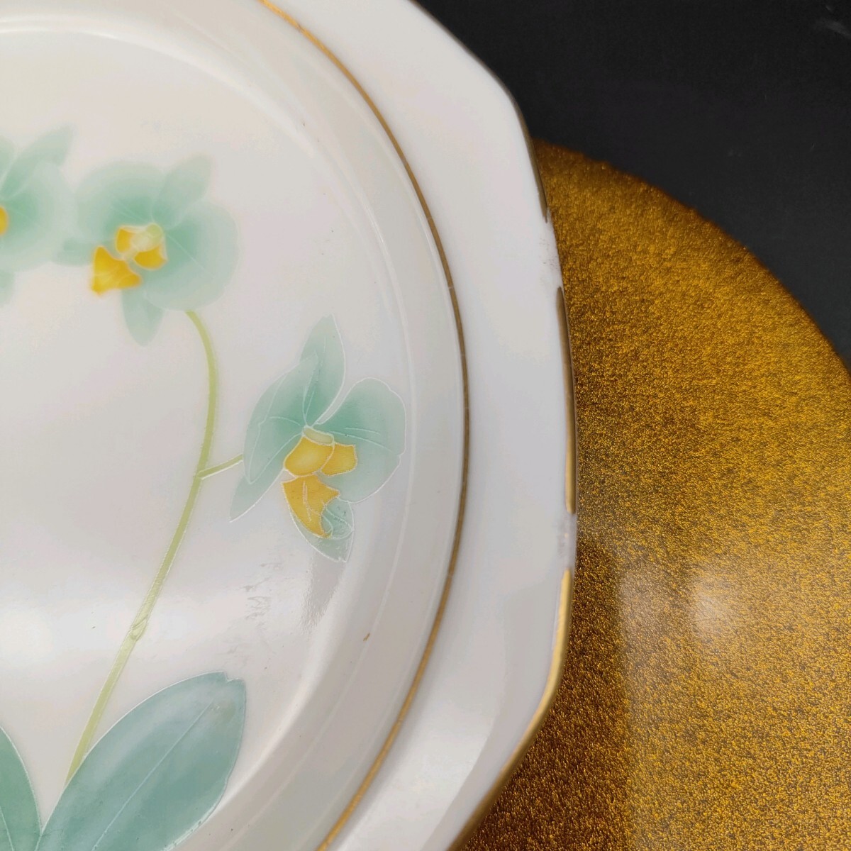 香蘭社 銘々皿 中皿 小皿 セット 胡蝶蘭 シクラメン 金彩 ワケあり 八角形 S270 花柄 和食器_画像10