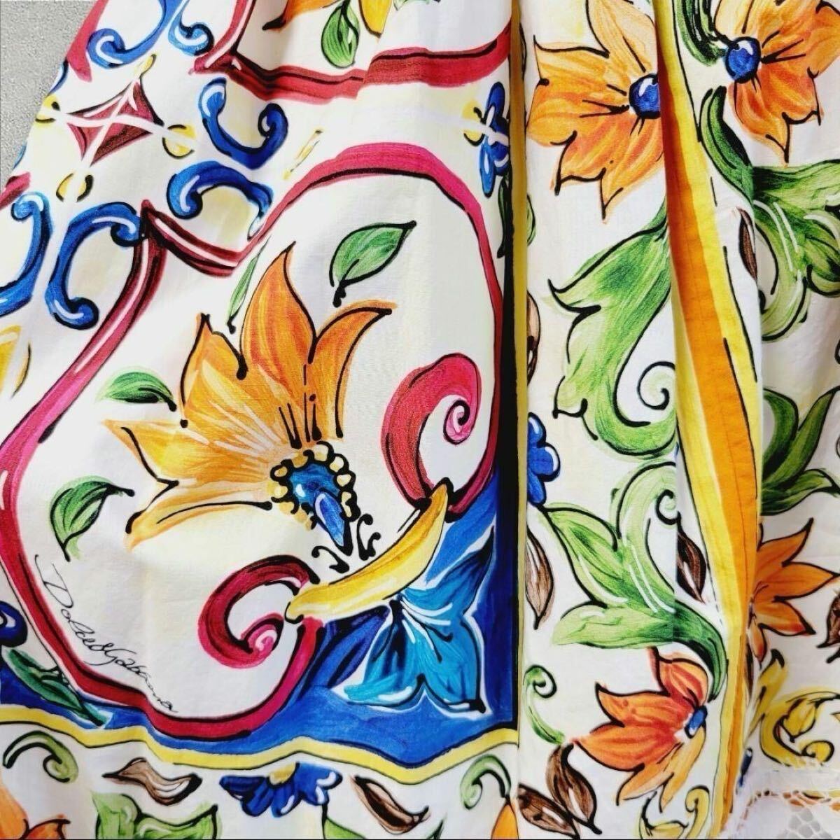 【美品】ドルチェ&ガッバーナ レース フラワー フローラル 花柄 膝丈 スカート サイズ6 120 ドルガバ DOLCE&GABBANA キッズ _画像6