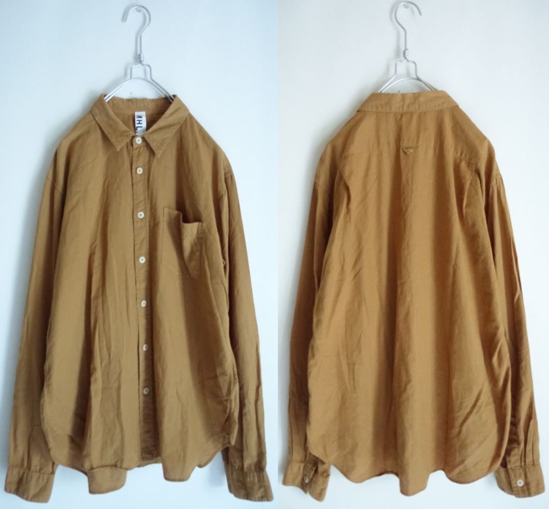 2014年製 MHL.マーガレットハウエル コットンリネン シャツ L_画像1