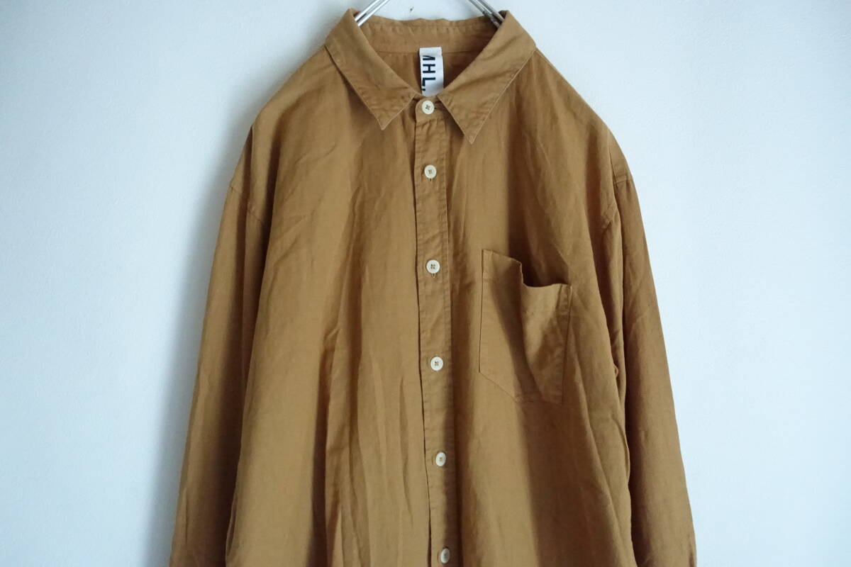 2014年製 MHL.マーガレットハウエル コットンリネン シャツ L_画像2