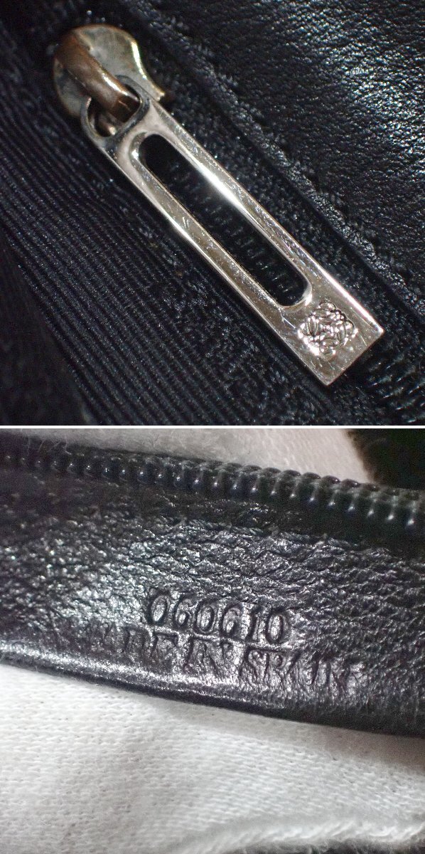 A555【本物保証】LOEWE ロエベ アナグラム メッセンジャーバッグ ブラック系 レザー 斜め掛け ショルダーバッグ ヴィンテージ_画像10