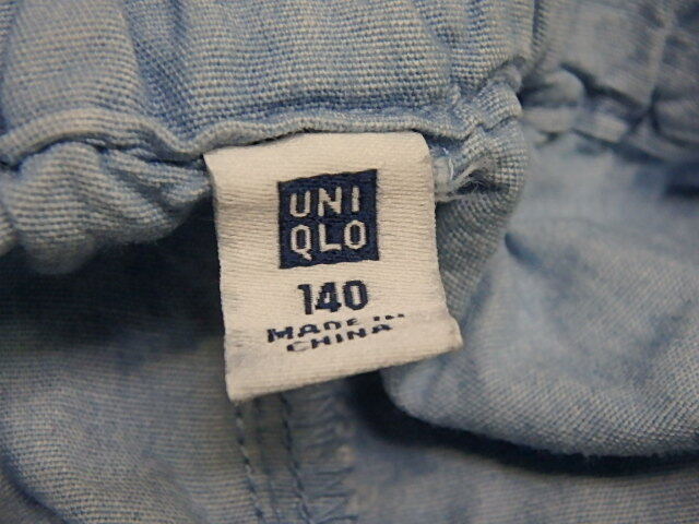 ny11-25-1014-1 ユニクロ シャンブレーガウチョパンツ ズボン 140サイズ キュロット 女の子 キッズ 子供服 子ども 中古 406342_画像5