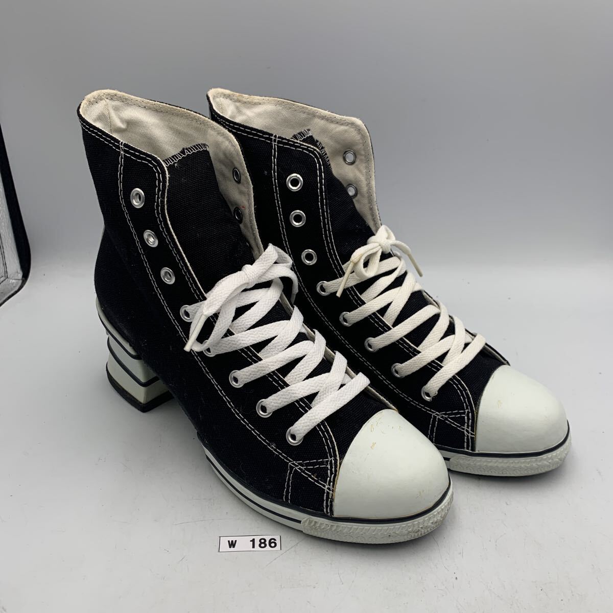 W186 CONVERSE Converse все Star каблук спортивные туфли US7.5 примерно 24cm черный парусина 