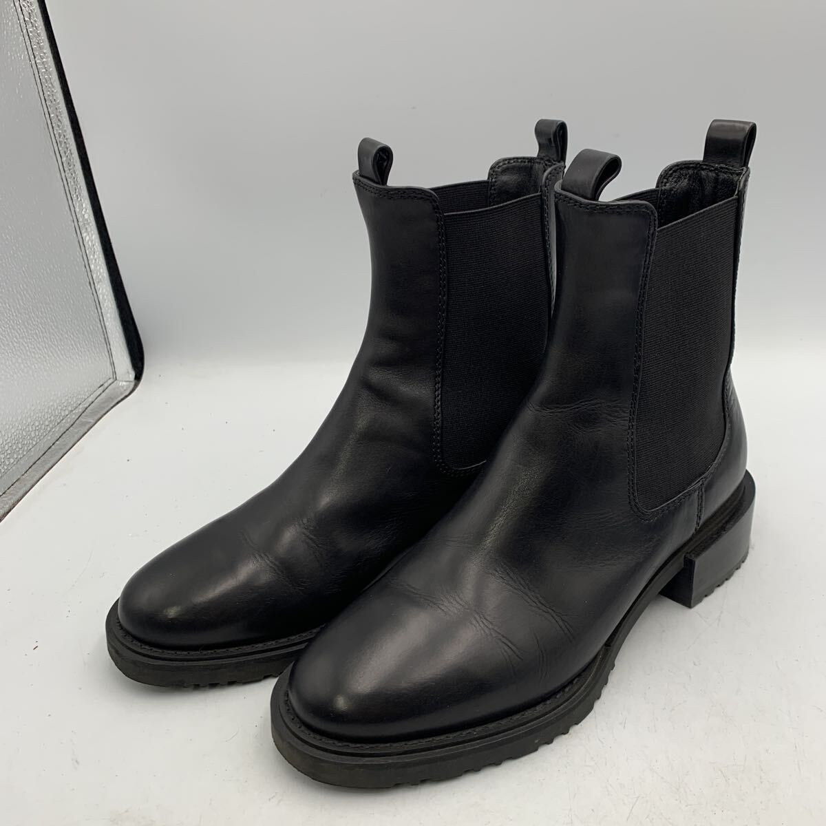 W223 staccato スタッカート レディース サイドゴアブーツ ショートブーツ 22.5cm ブラック レザー_画像1