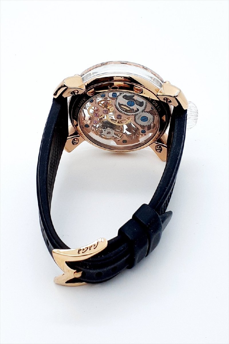 【b04】GaGa MILANO ガガミラノ マヌアーレ 6091 手巻き スケルトン メンズウォッチ 時計 ジャンク_画像7