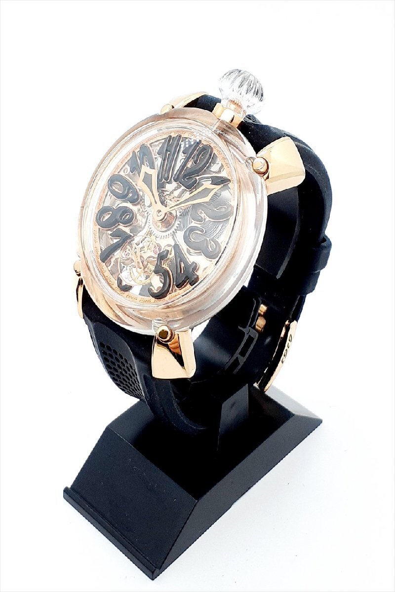 【b04】GaGa MILANO ガガミラノ マヌアーレ 6091 手巻き スケルトン メンズウォッチ 時計 ジャンク_画像4