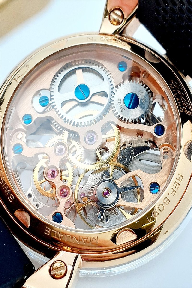 【b04】GaGa MILANO ガガミラノ マヌアーレ 6091 手巻き スケルトン メンズウォッチ 時計 ジャンク_画像8