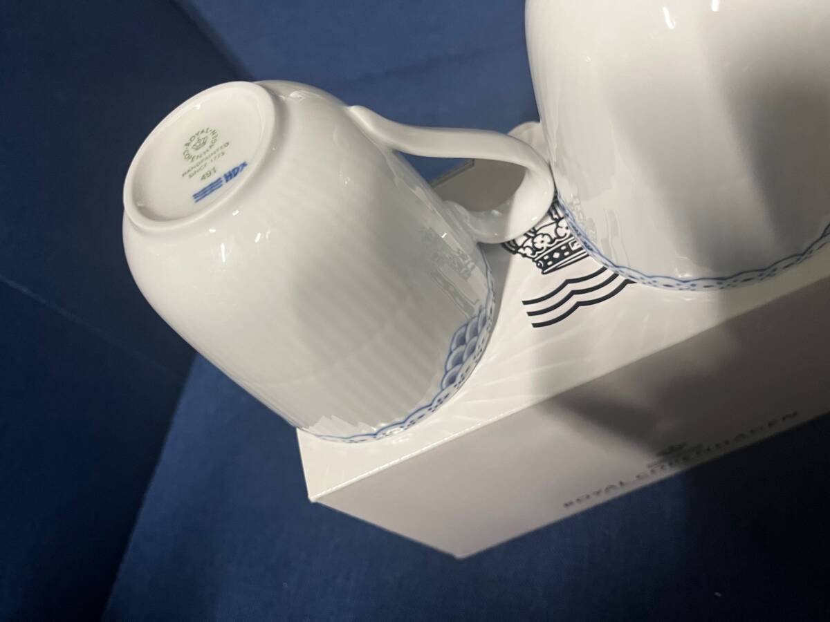 【ロイヤルコペンハーゲン ROYAL COPENHAGEN】プリンセス　ブルー　ペア　マグカップ　2客　箱付き　280ml　②_画像5