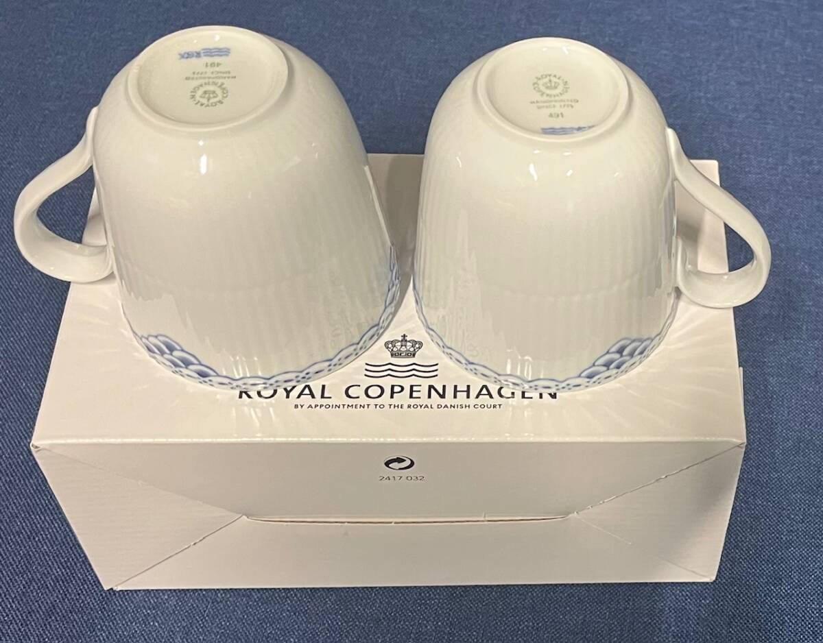 【ロイヤルコペンハーゲン ROYAL COPENHAGEN】プリンセス　ブルー　ペア　マグカップ　2客　箱付き　280ml　①_画像3