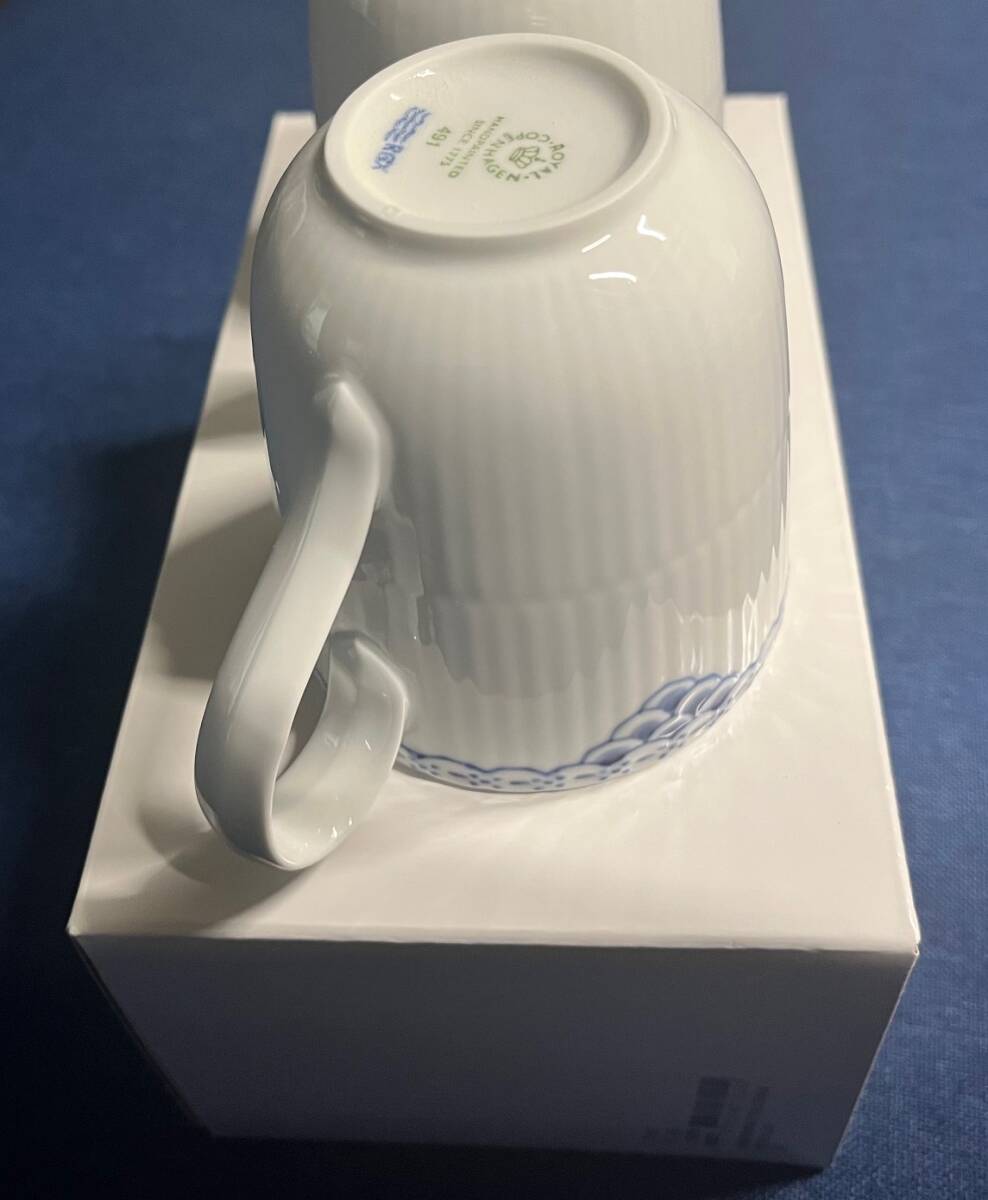 【ロイヤルコペンハーゲン ROYAL COPENHAGEN】プリンセス　ブルー　ペア　マグカップ　2客　箱付き　280ml　①_画像5
