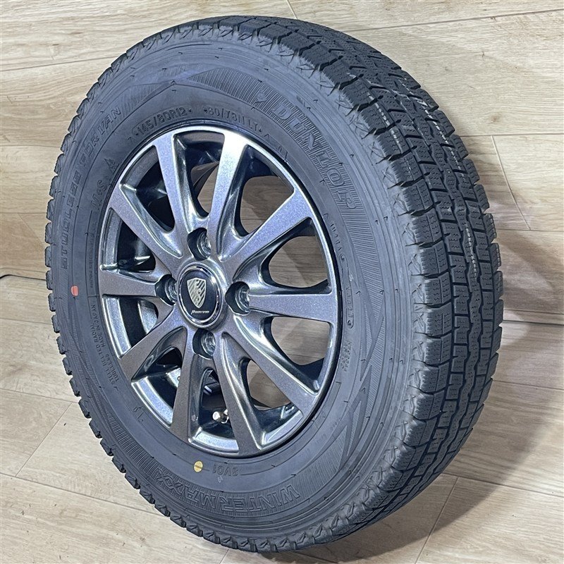 軽トラック 軽バン 等 ユーロスピード 4-12+42 4H100 2023年製 ダンロップ SV01 145/80R12 80/78N LT 12インチ スタッドレス 4本セット 009_画像6