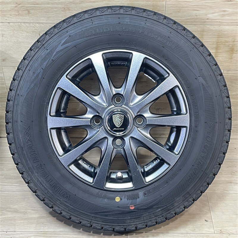軽トラック 軽バン 等 ユーロスピード 4-12+42 4H100 2023年製 ダンロップ SV01 145/80R12 80/78N LT 12インチ スタッドレス 4本セット 009_画像2