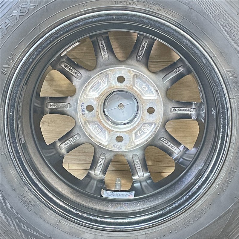 軽トラック 軽バン 等 ユーロスピード 4-12+42 4H100 2023年製 ダンロップ SV01 145/80R12 80/78N LT 12インチ スタッドレス 4本セット 009_画像7