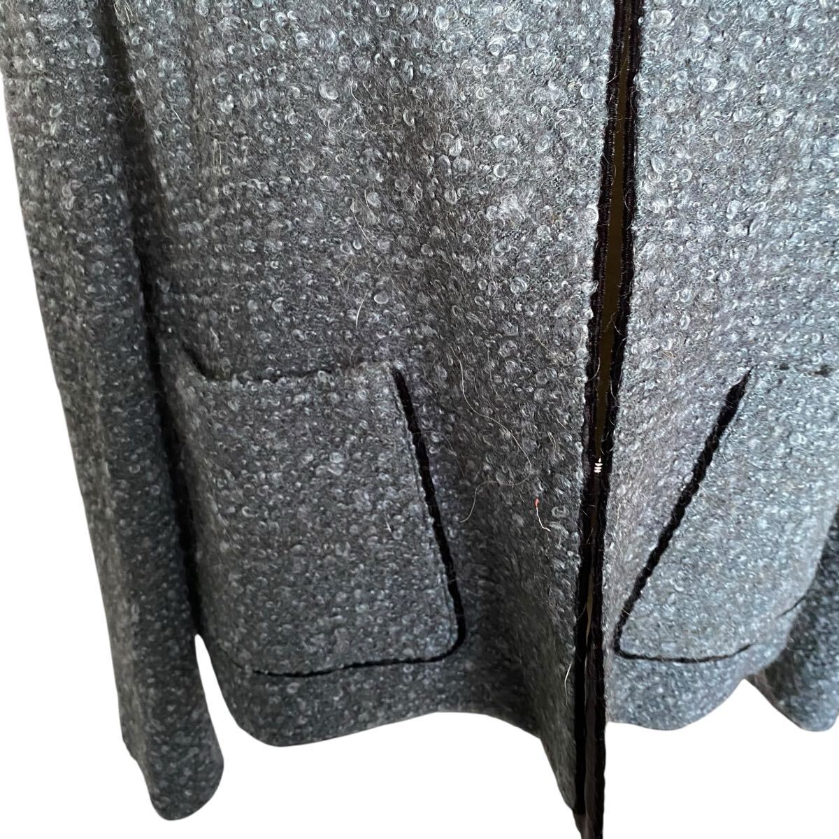 美品　東京ソワール　羊毛、モヘヤ混　ノーカラー　ジャケット　LL、13号　SOIR_画像5