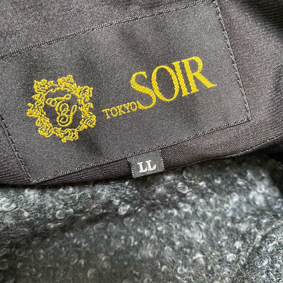 美品　東京ソワール　羊毛、モヘヤ混　ノーカラー　ジャケット　LL、13号　SOIR_画像8