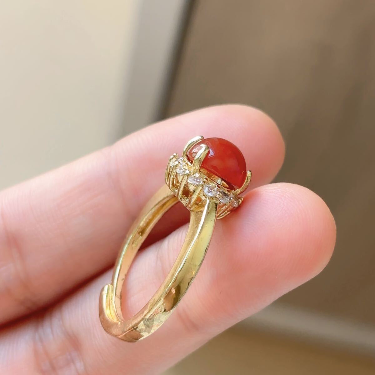 訳あり♪赤瑪瑙♪レッドメノウ♪指輪♪リング♪アゲート♪メノウ♪天然石♪パワーストーン♪巾着袋つき♪プレゼントにもR31101001_画像4