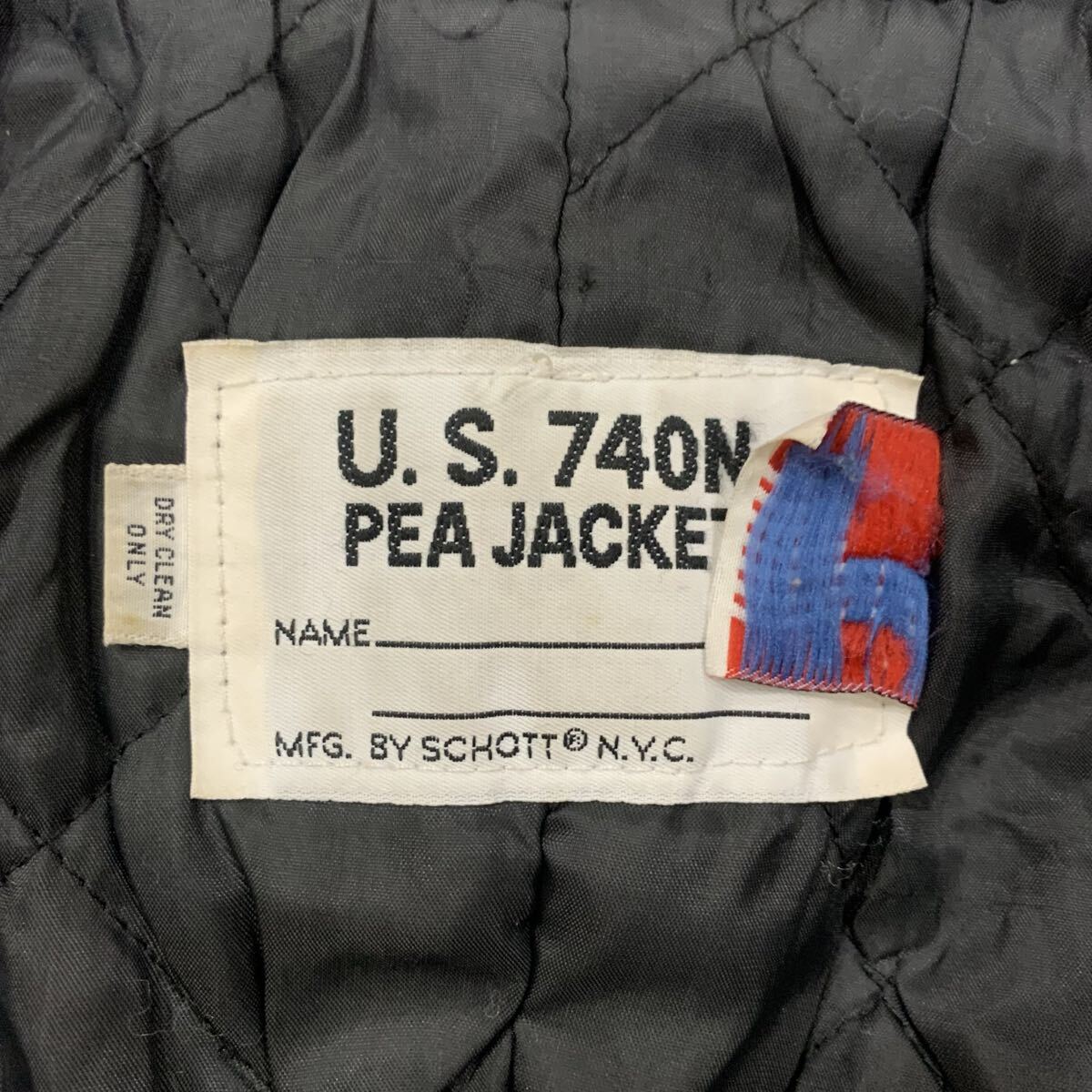 M ▼ 洗練されたデザイン '米国製' Schott ショット U.S. 740N 裏キルティング USA製 メルトンウール Pコート / ピーコート 40 アウター_画像6