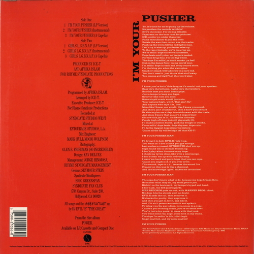 【12inch】　ICE T 「 I'M YOUR PUSHER 」 ( SIRE 21026 )_画像2