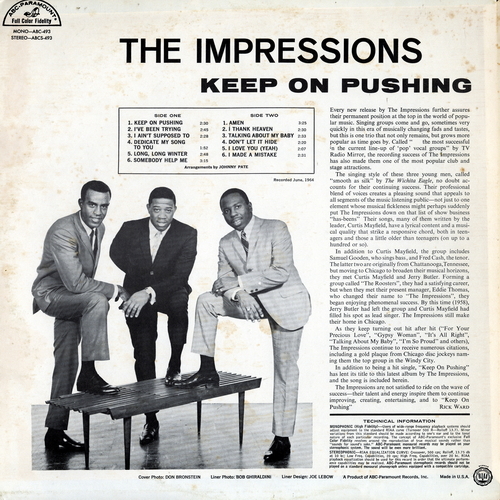 【ＬＰ】　IMPRESSIONS 「 KEEP ON PUSHING 」 ( ABC ABCS-493 )_画像2