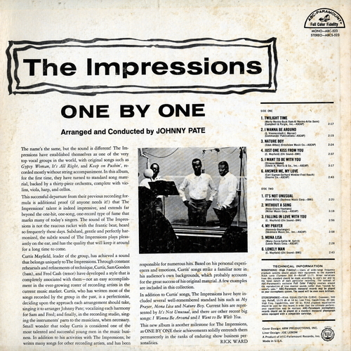 【ＬＰ】　IMPRESSIONS 「 ONE BY ONE 」 ( ABC ABCS-523 )_画像2
