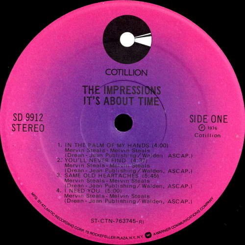 【ＬＰ】　IMPRESSIONS 「 IT'S ABOUT TIME 」 ( COTILLION 9912 )_画像3