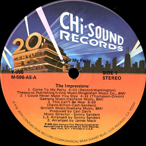 【ＬＰ】　IMPRESSIONS 「 COME TO MY PARTY 」 ( 20TH CENT 596 )_画像3