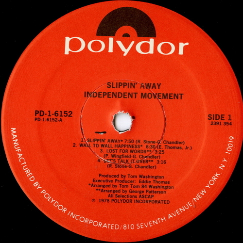 【LP】 INDEPENDENT MOVEMENT 「 SLIPPIN' AWAY 」 ( POLYDOR PD-1-6152 )_画像3