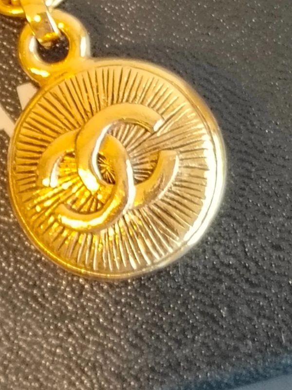 CHANEL Chanel Vintage здесь Mark колье Gold металлизированный длина 42cm круглый верх D22.1mm