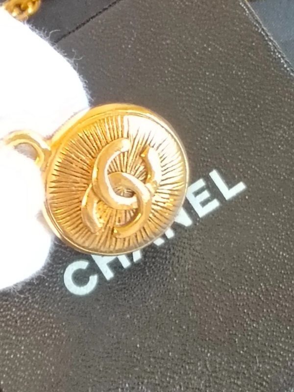 CHANEL Chanel Vintage здесь Mark колье Gold металлизированный длина 42cm круглый верх D22.1mm