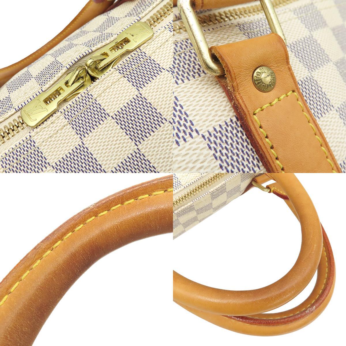  Louis Vuitton сумка "Boston bag" ключ poru50 Damier azur парусина N41430 белый серый 