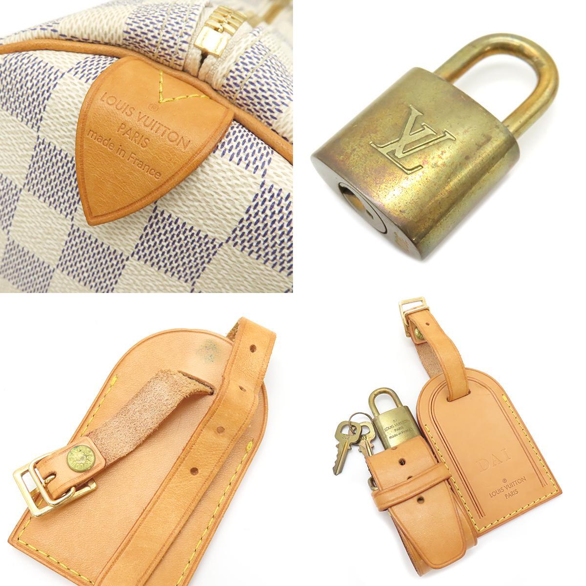  Louis Vuitton сумка "Boston bag" ключ poru50 Damier azur парусина N41430 белый серый 