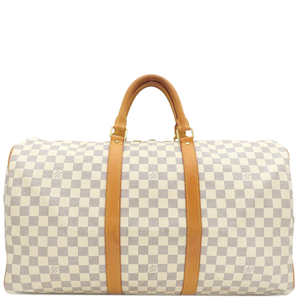  Louis Vuitton сумка "Boston bag" ключ poru50 Damier azur парусина N41430 белый серый 