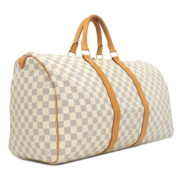  Louis Vuitton сумка "Boston bag" ключ poru50 Damier azur парусина N41430 белый серый 