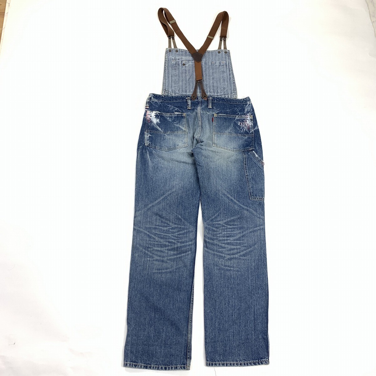ETERNAL エターナル 倉敷 ユニオンメイド オーバーサイズ サロペット デニム ジーンズ 綿 コットン 青 ブルー 34 YC1257_画像10