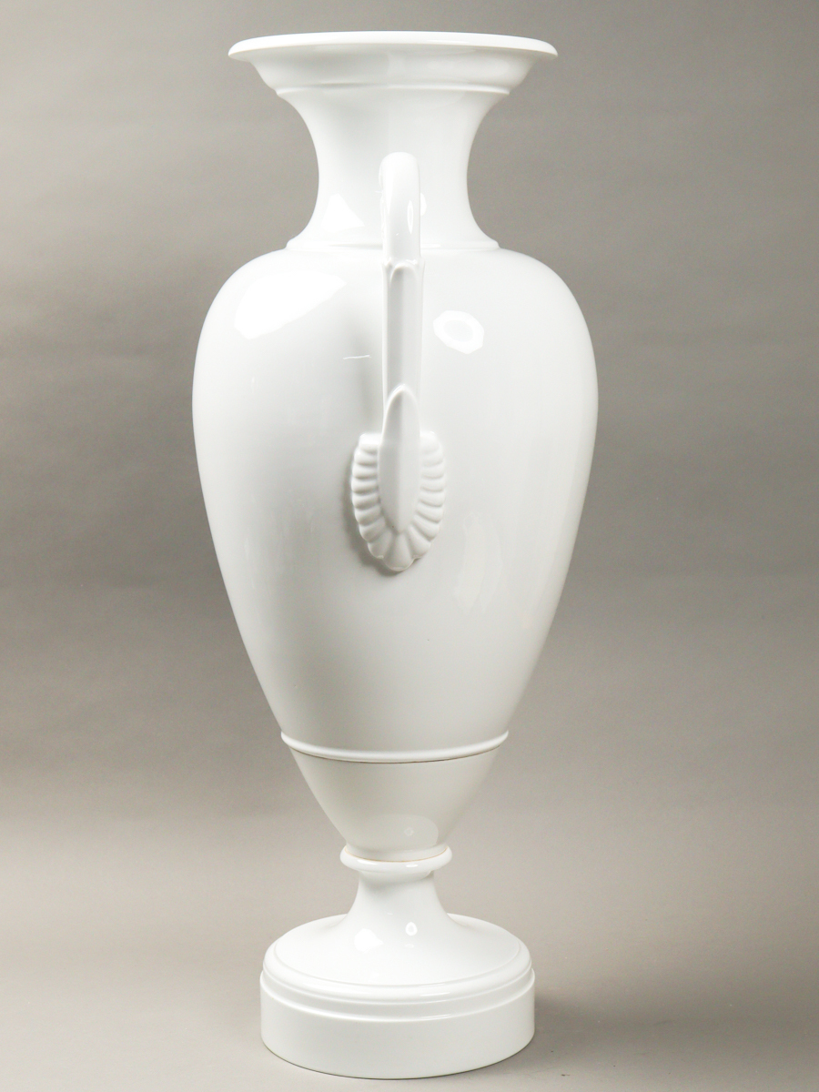 nJTc KPM カルル・フリードリッヒ・シンケル ホワイトポーセリン ロゼットハンドル花瓶 72cm Scepter Mark_画像2