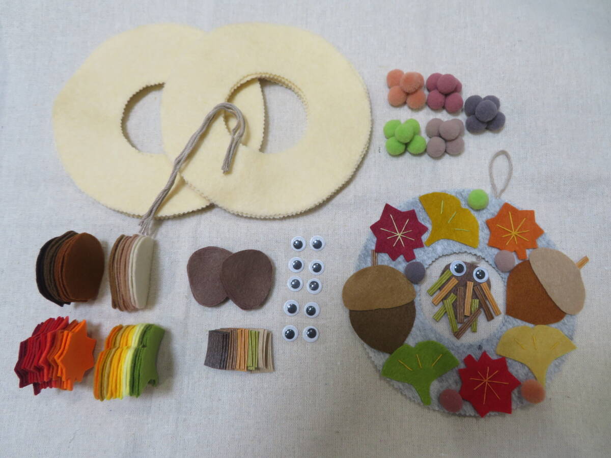 ★ハンドメイド用＊紅葉とどんぐりのリース作成キット＊5個分①★