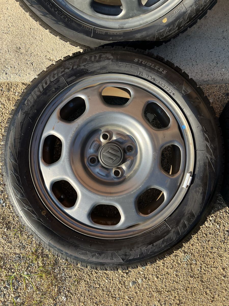 国産　2022年製　最強スタッドレス　165/60R15 4本　ブリジストン　ブリザック　VRX2 スズキ　純正　ハスラー スチール 4.5J 15インチ _画像2