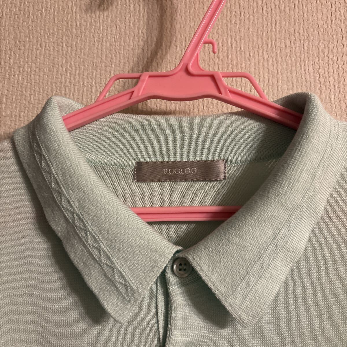 RUGLOG 日本製　ポロシャツ ニット ミントブルー　　　Lサイズ　メンズ　(新価格16,500円)_画像2