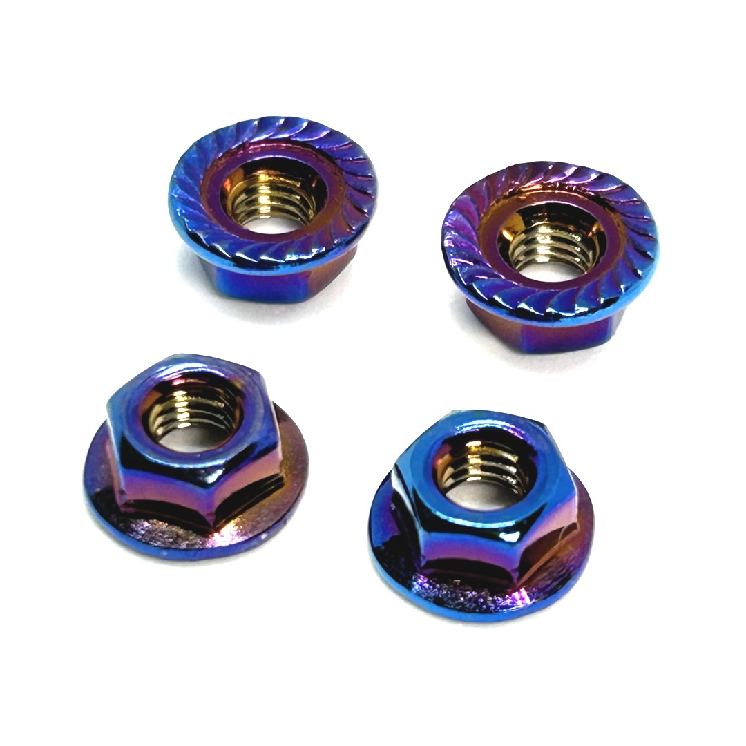 4mm TITANコーティングSUS製セレーションフランジホイールナット 4個SET 新品 送料無料 匿名配送 SBR0026_画像2