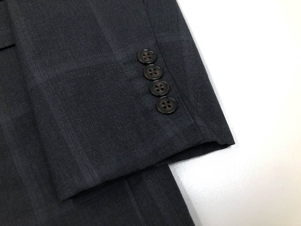 超美品【azabu tailor 麻布テーラー】 シングル3ボタン段返りスーツ (メンズ) size46A グレー系 格子柄 ◇33RMS2399◇_画像4