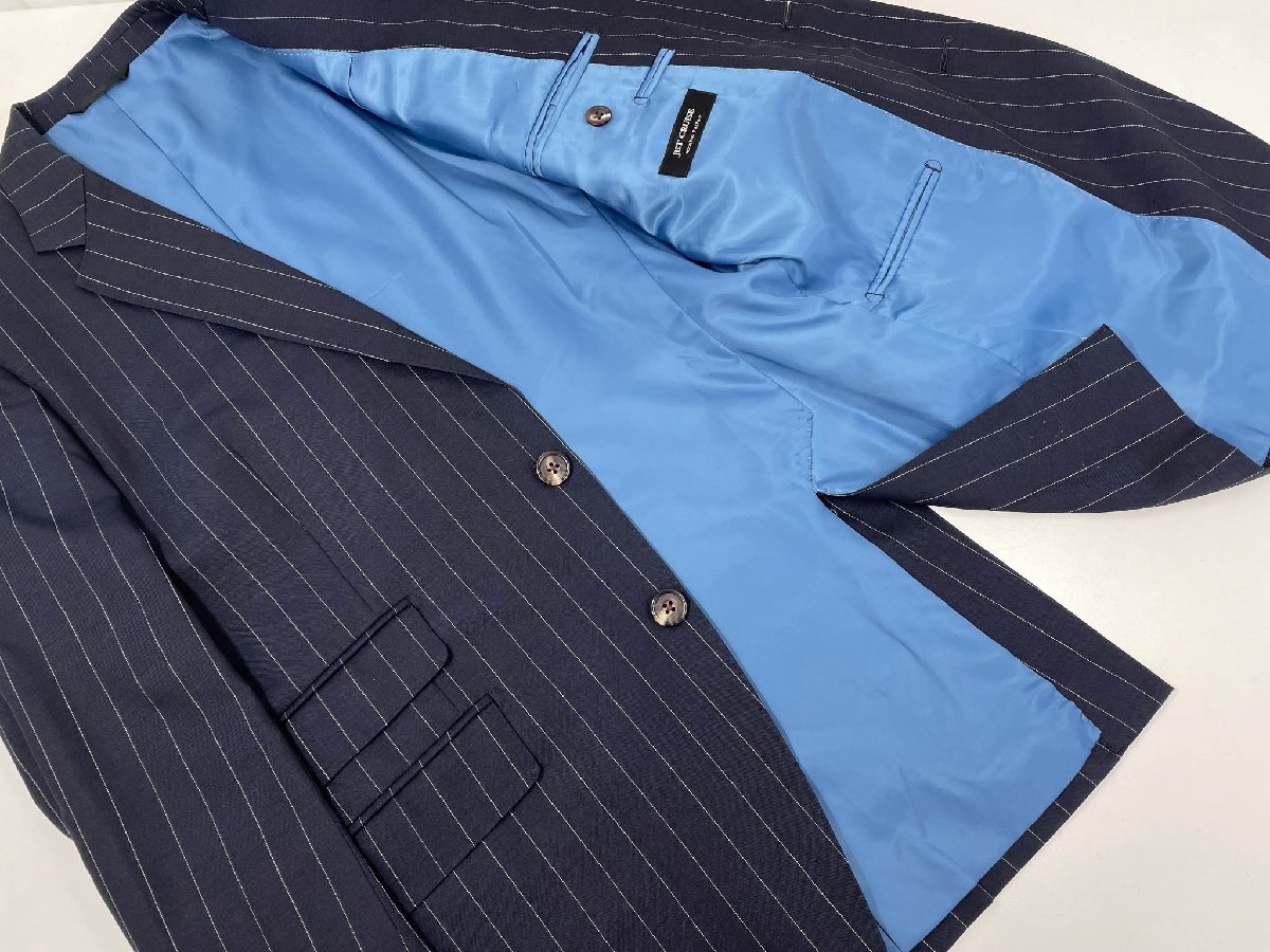 【JET CRUISE 麻布テーラー】 シングル2ボタンスーツ (メンズ) size046 A/082 ネイビー系×ホワイト ストライプ柄 ◇33RMS1944◇_画像4