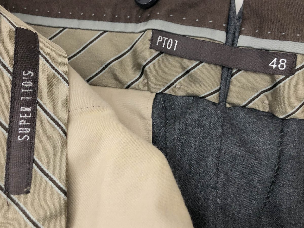 超美品【PT01 ピーティーゼロウーノ】 Super110's ウールスラックス (メンズ) size48 ミディアムグレー C0JF01 C023 0240 ◇33MPA4061◇_画像10
