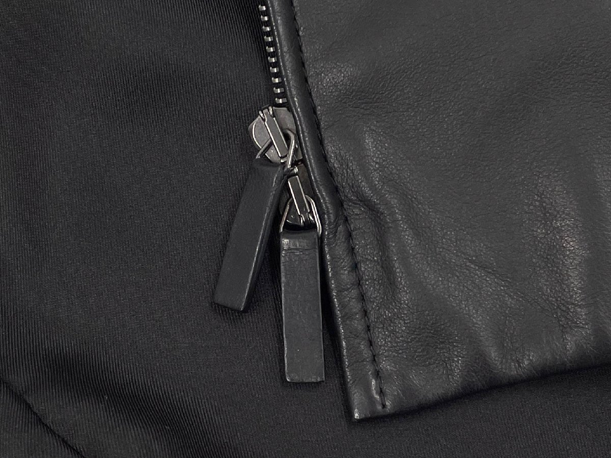 2021年製 超美品【ジョルジオアルマーニ】BAG07P BAP13 現行タグ 襟ベロア ラムレザー ライダースジャケット(レディース)38 黒◇17LB2020◇_画像5