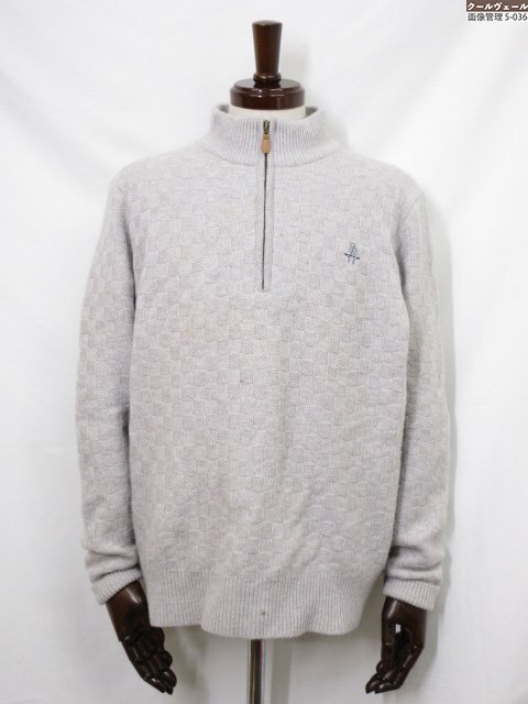 [ paul (pole) Stuart спорт ] кашемир 100% с высоким воротником половина Zip длинный рукав вязаный ( мужской ) sizeL серый серия плетеный рисунок J7N66-430-03*33MN6259