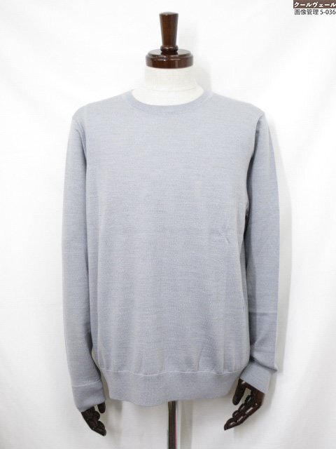 未使用【GIM ジム】23504720 super140`s ウール100% ハイゲージ 長袖ニット (メンズ)sizeL グレー系 ◇38MN6375◇_画像1